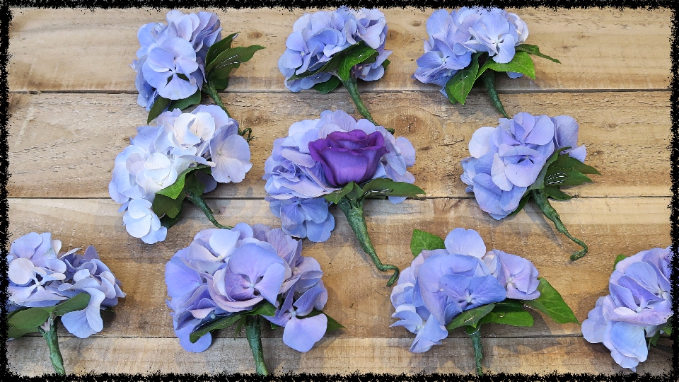 wedding bouquet hydrangea button holes